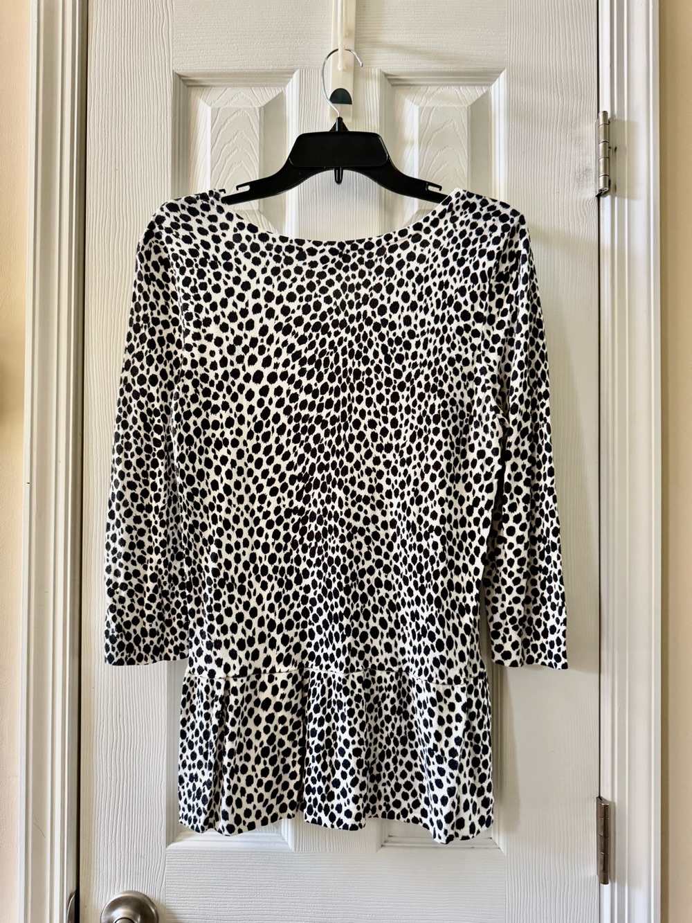 Ann Taylor Leopard Animal Print Peplum Top 3/4 Sleeve Medium - Picture 13 of 13